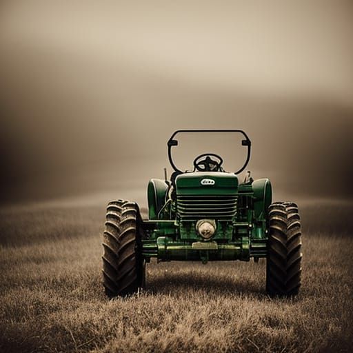 Vintage Tractor Sepia Photograph, Steampunk Style