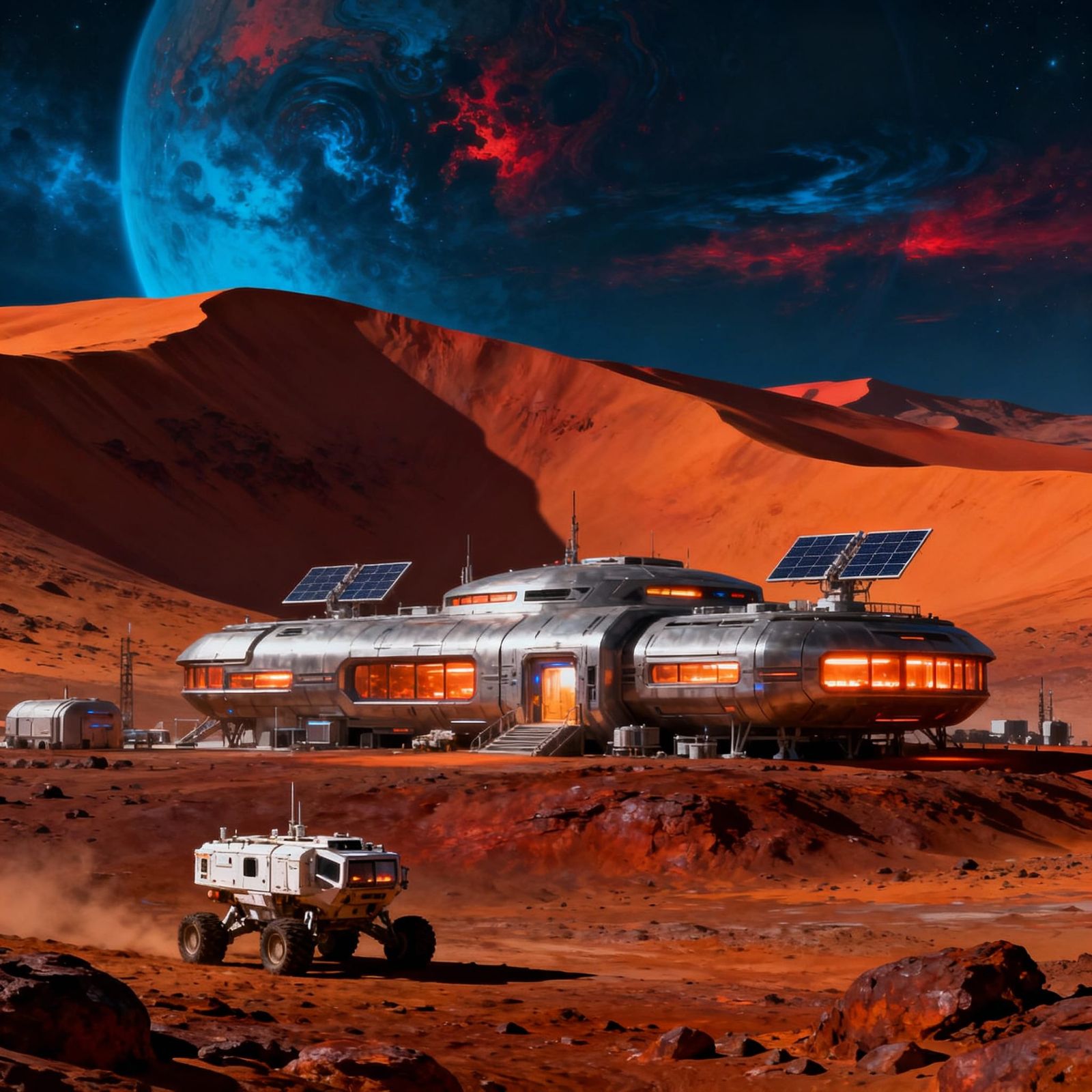 Futuristic Martian Outpost in Alien Landscape