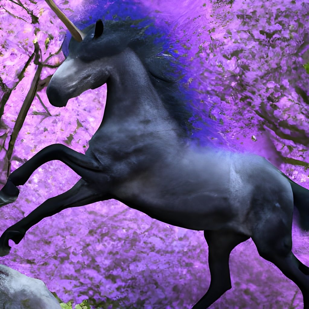 A Black Unicorn with a purple mane