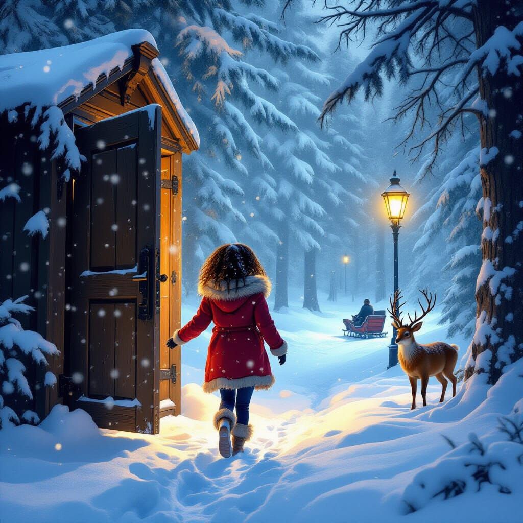 Fantasy Realism: Girl Enters Narnia-Inspired Winter Forest