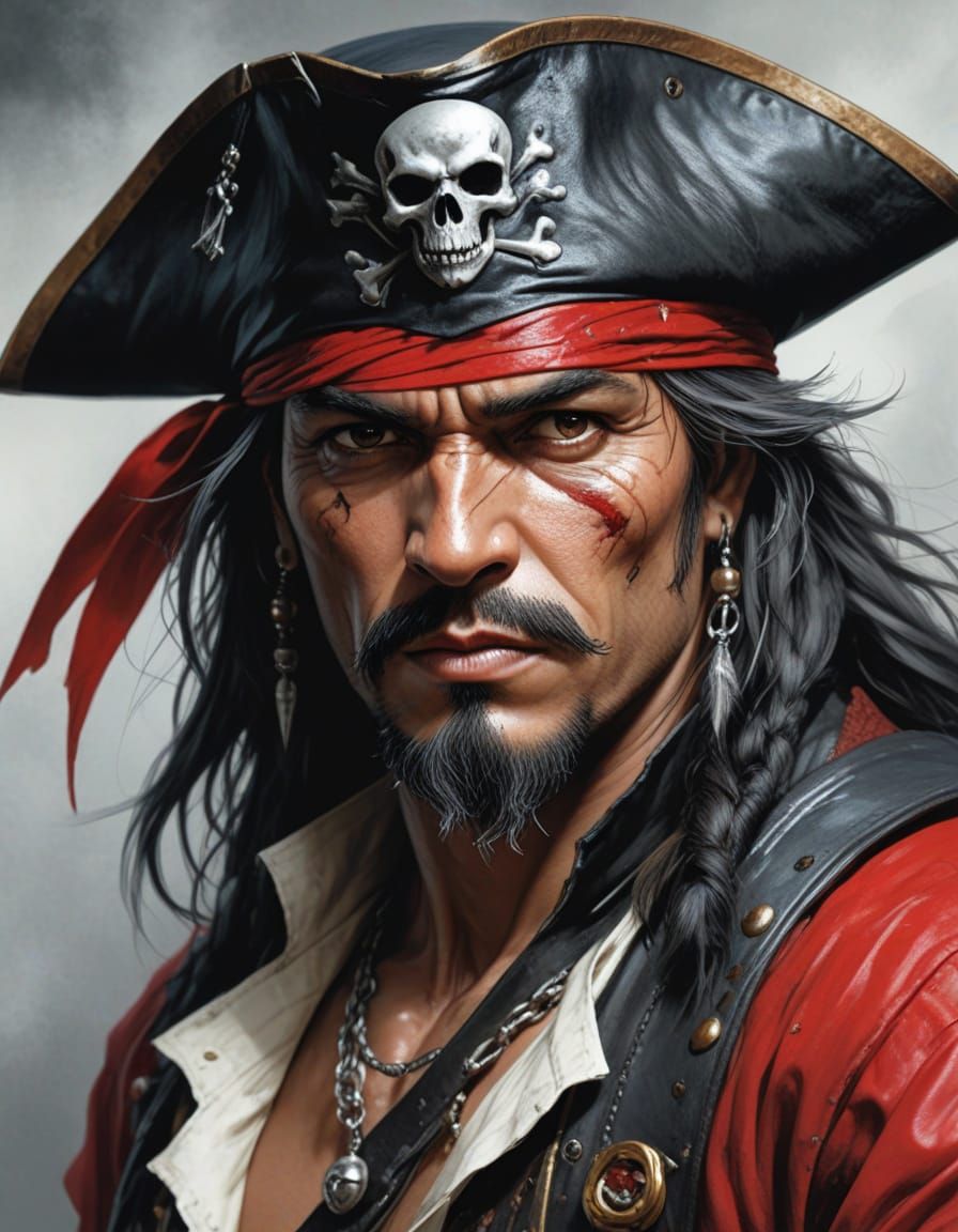 Pirate Portrait in Dark Romantic Style