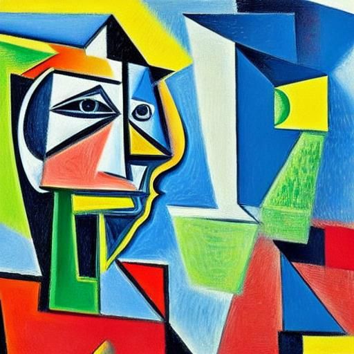 Christina and Crocodile in Impressionist Cubism Style