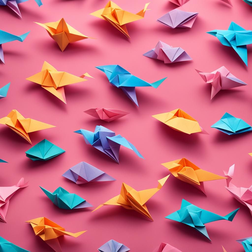 Origami Dolphins Papercraft in Soft Focus
