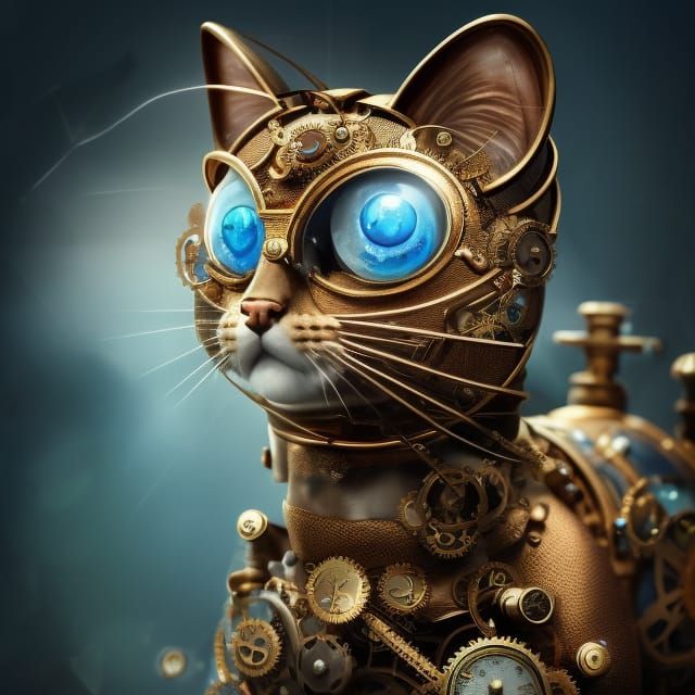 Steampunk Fabergé Cat: Detailed Fantasy Art