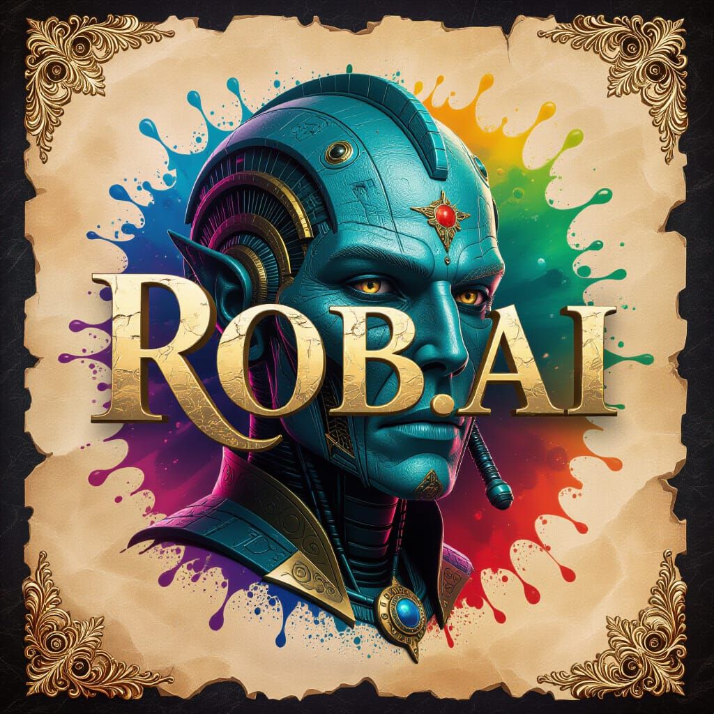 ROB.AI Lettering: Ancient Fantastical Title Page Art