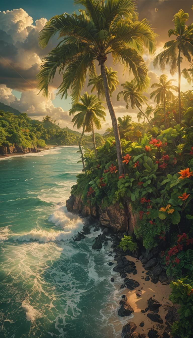 Lush Tropical Island of Tobago: Cinematic Digital Art
