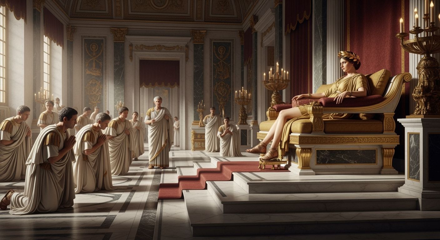 Empress Messalina on Lavish Golden Chaise Lounge