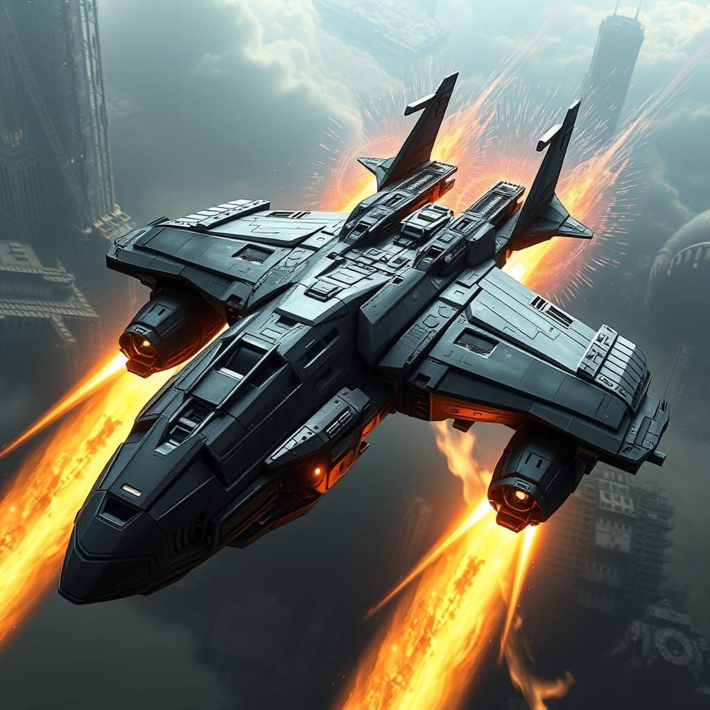 Futuristic 'Spine-Ripper' Aerial Bomber in Dark Sci-Fi Style