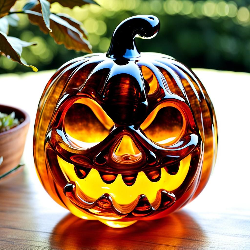 Vintage Murano Glass Jack-O-Lantern Figurine