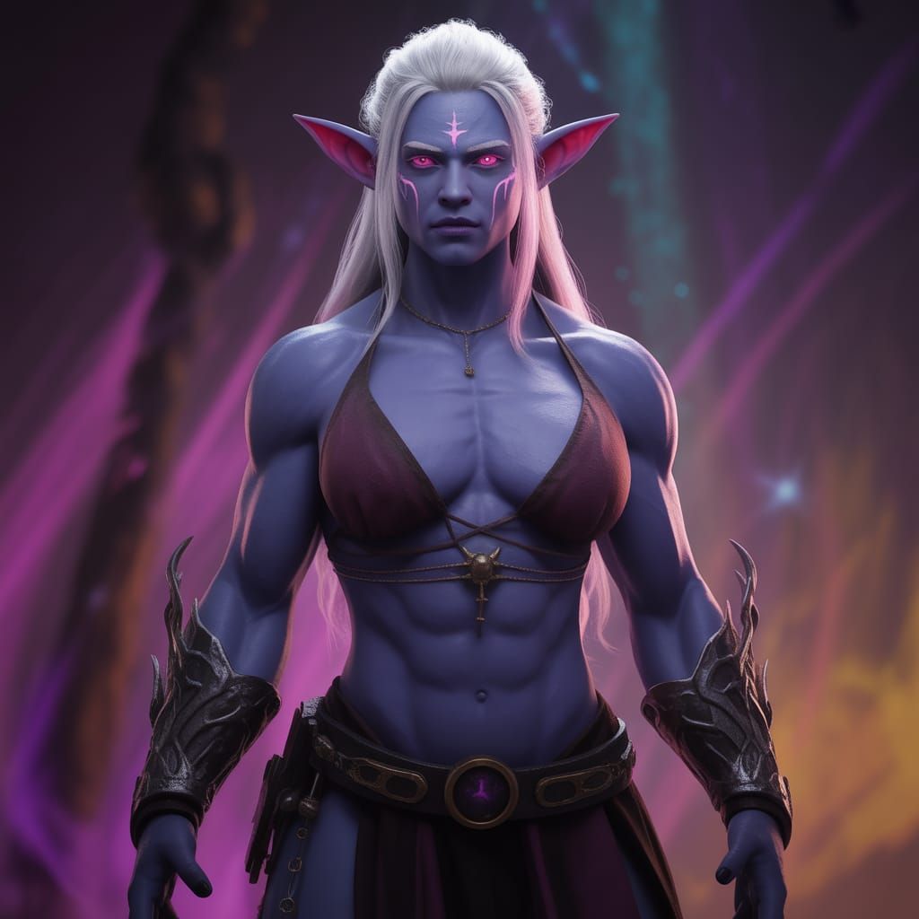 Dark Fantasy Drow Warrior Masterpiece in Dynamic Lighting