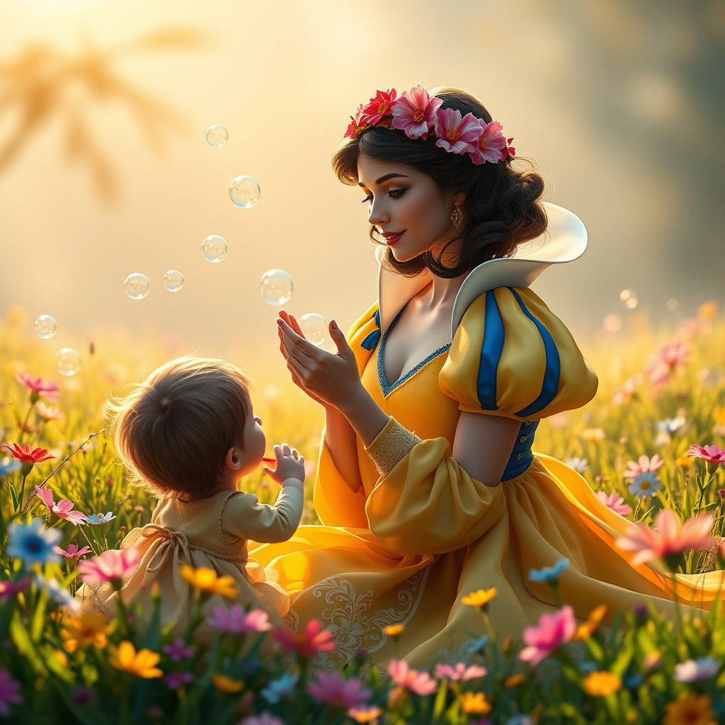 Snow White Bubbles in Art Nouveau Style