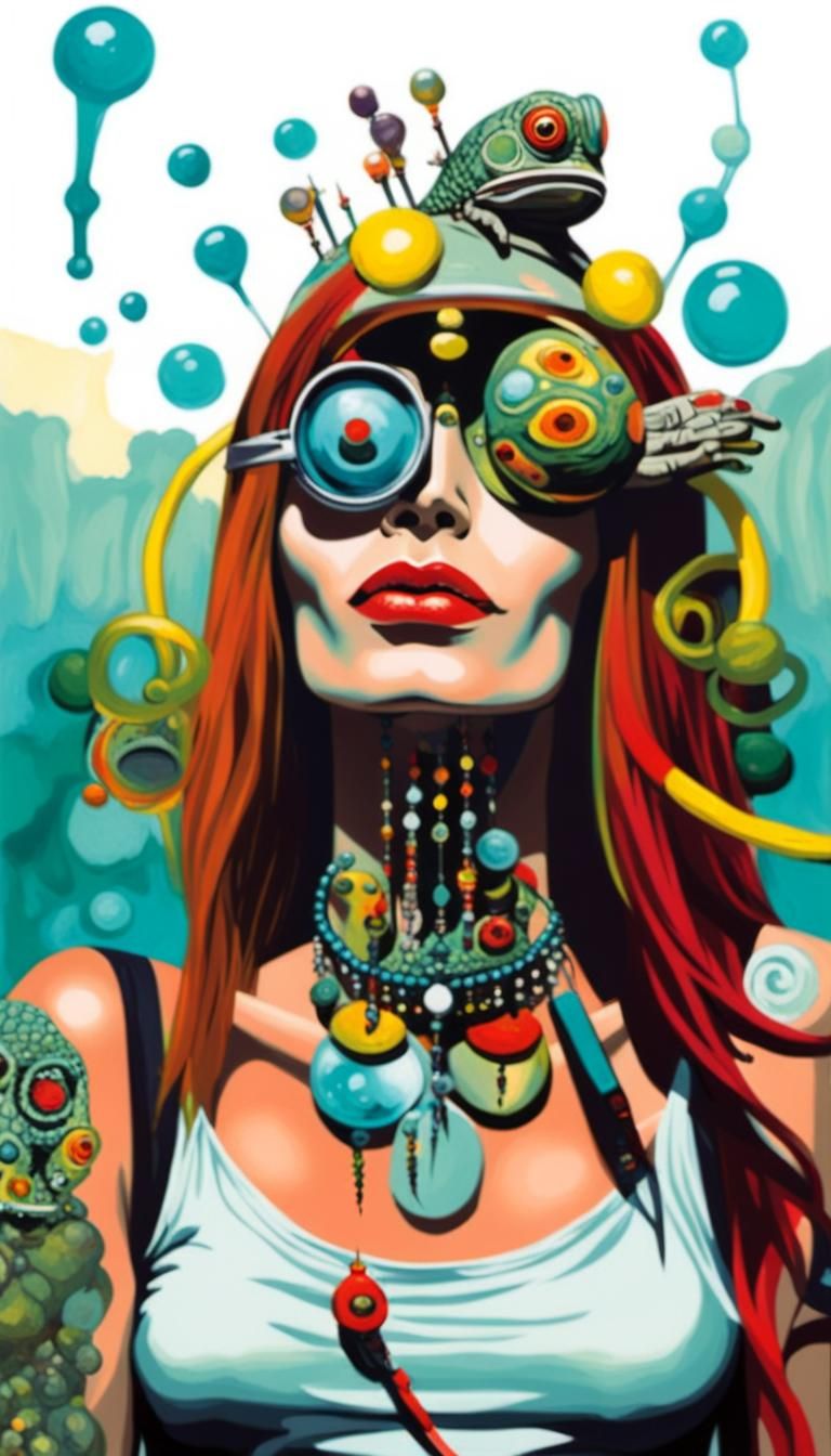 Nina Hagen in a Pop Art Portrait with a Red Eared Slider