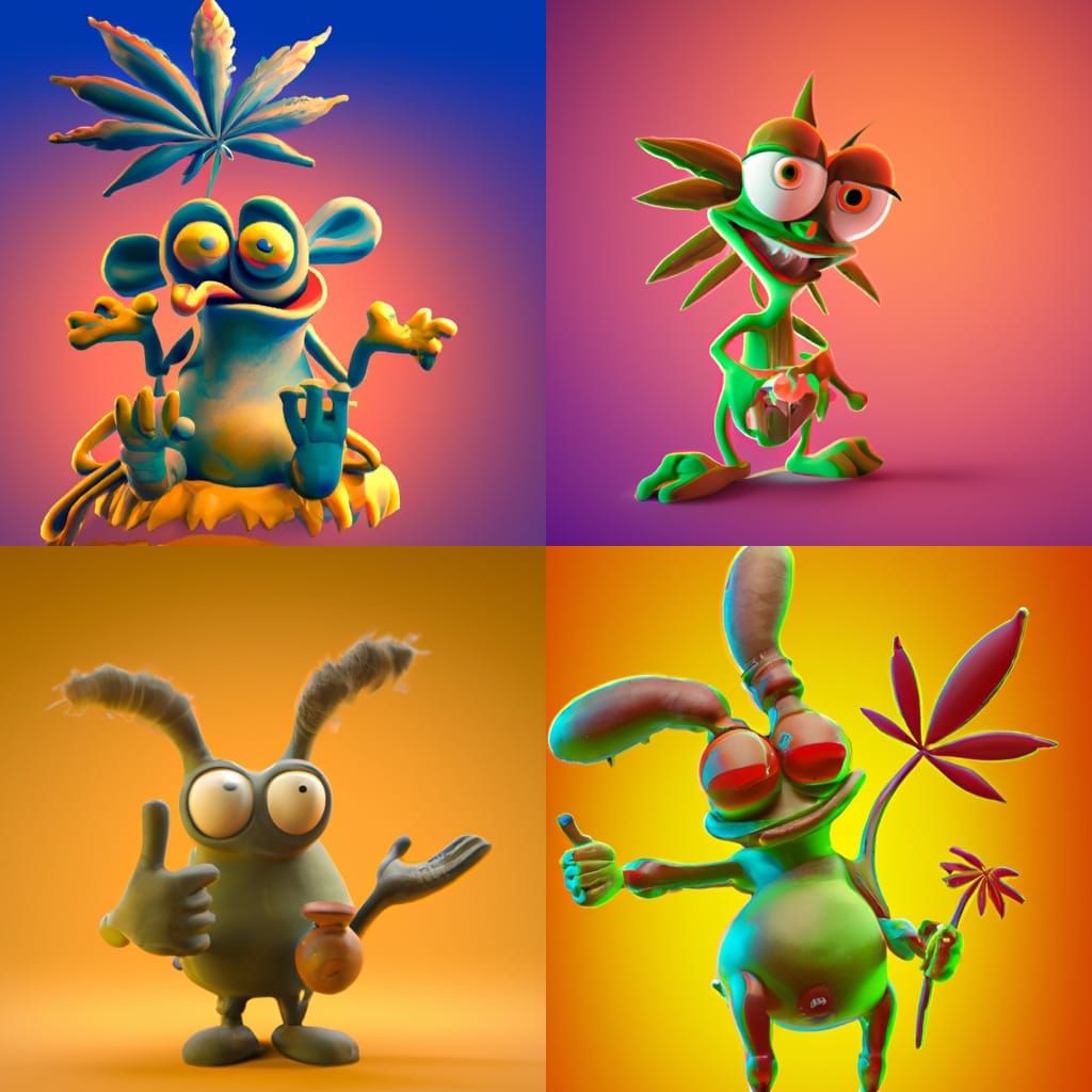 Cartoon Cannabis Pukwudgie Creature in 3D CGI