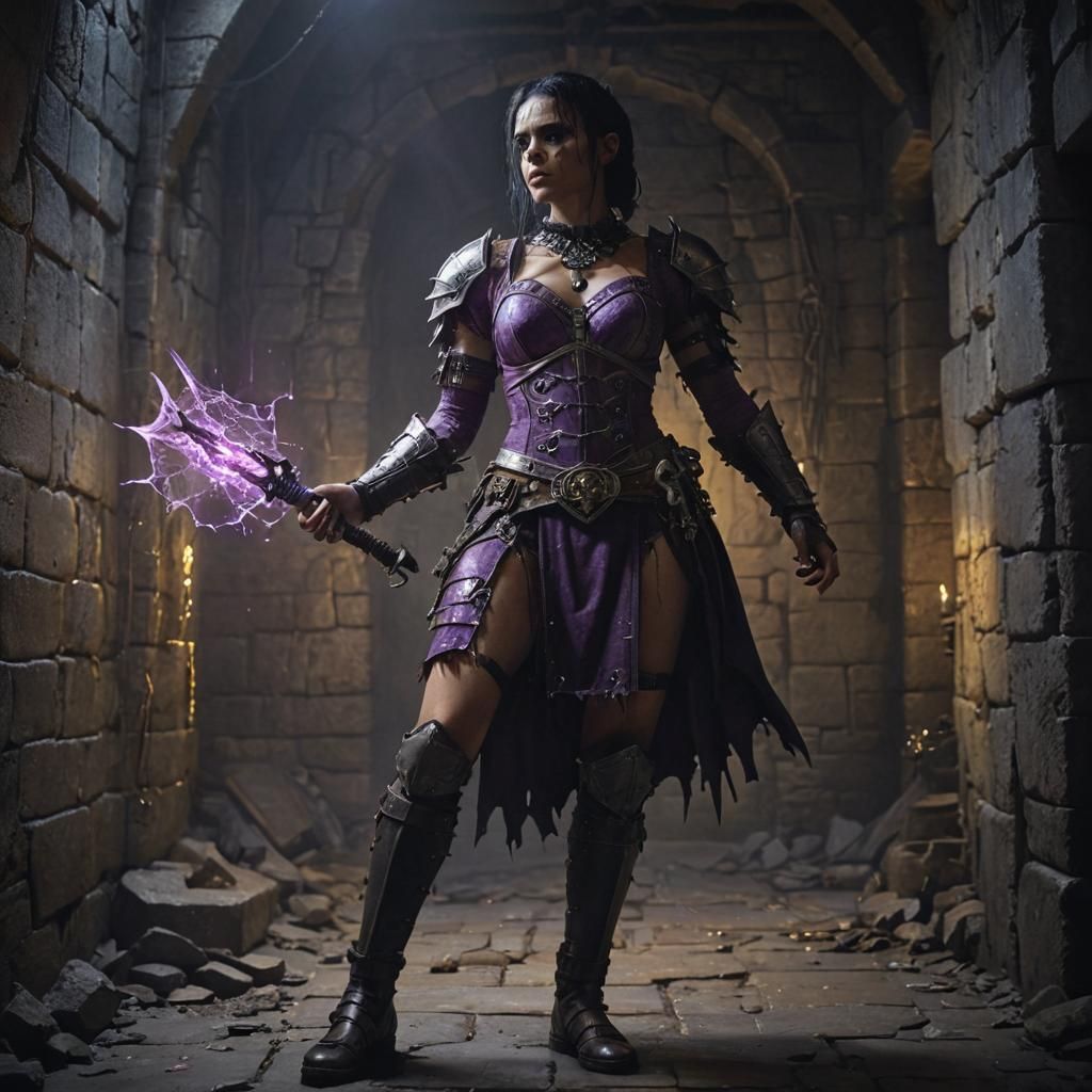 Frankenstein Female Warrior in Dark Fantasy Style