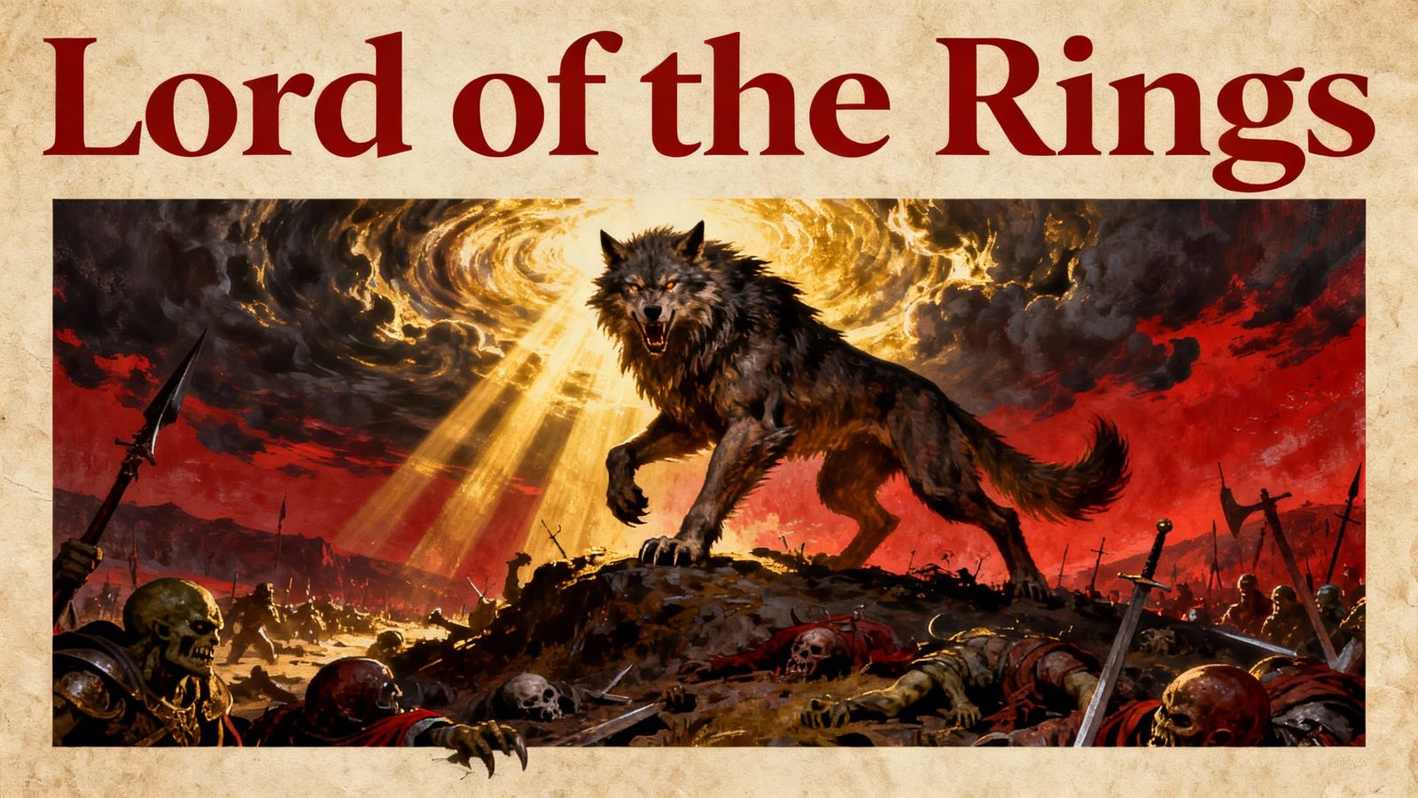 Epic Fantasy Battle: Werewolf Triumphant on Battlefield