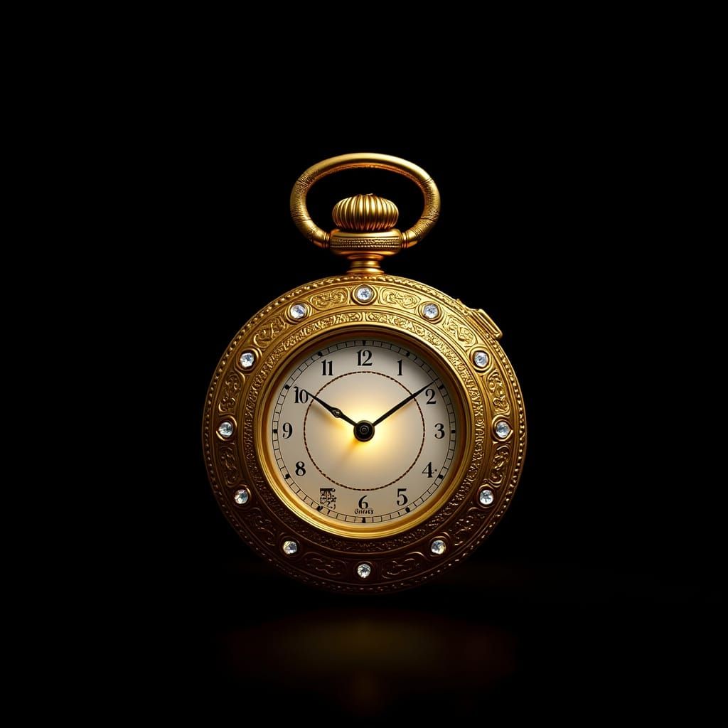 A vintage pocket watch, intricately designed with opulent go...