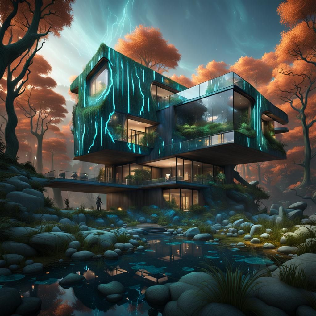Bioluminescent Forest: Modern Architecture in Unreal Engine