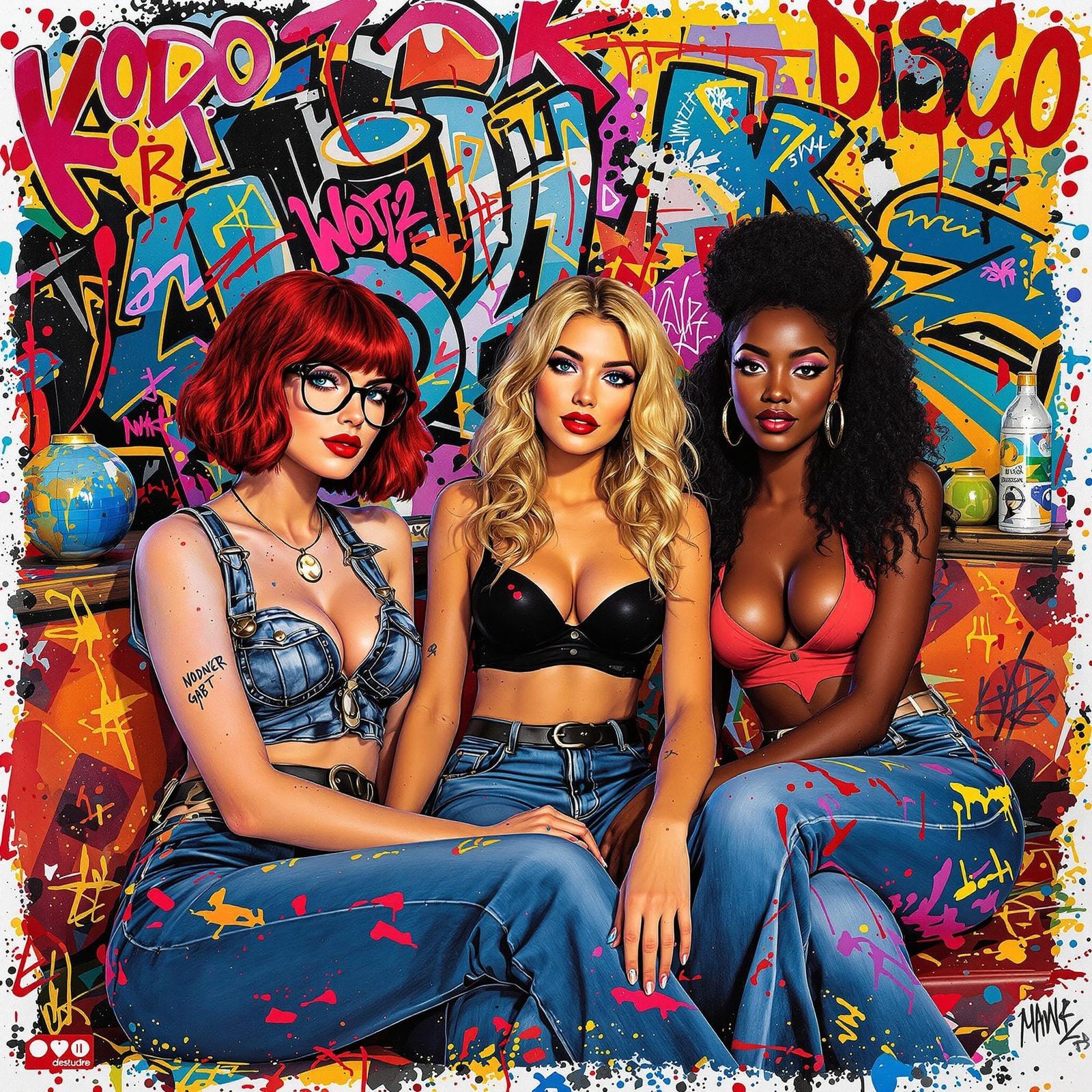 Three Women in Disco Era Style