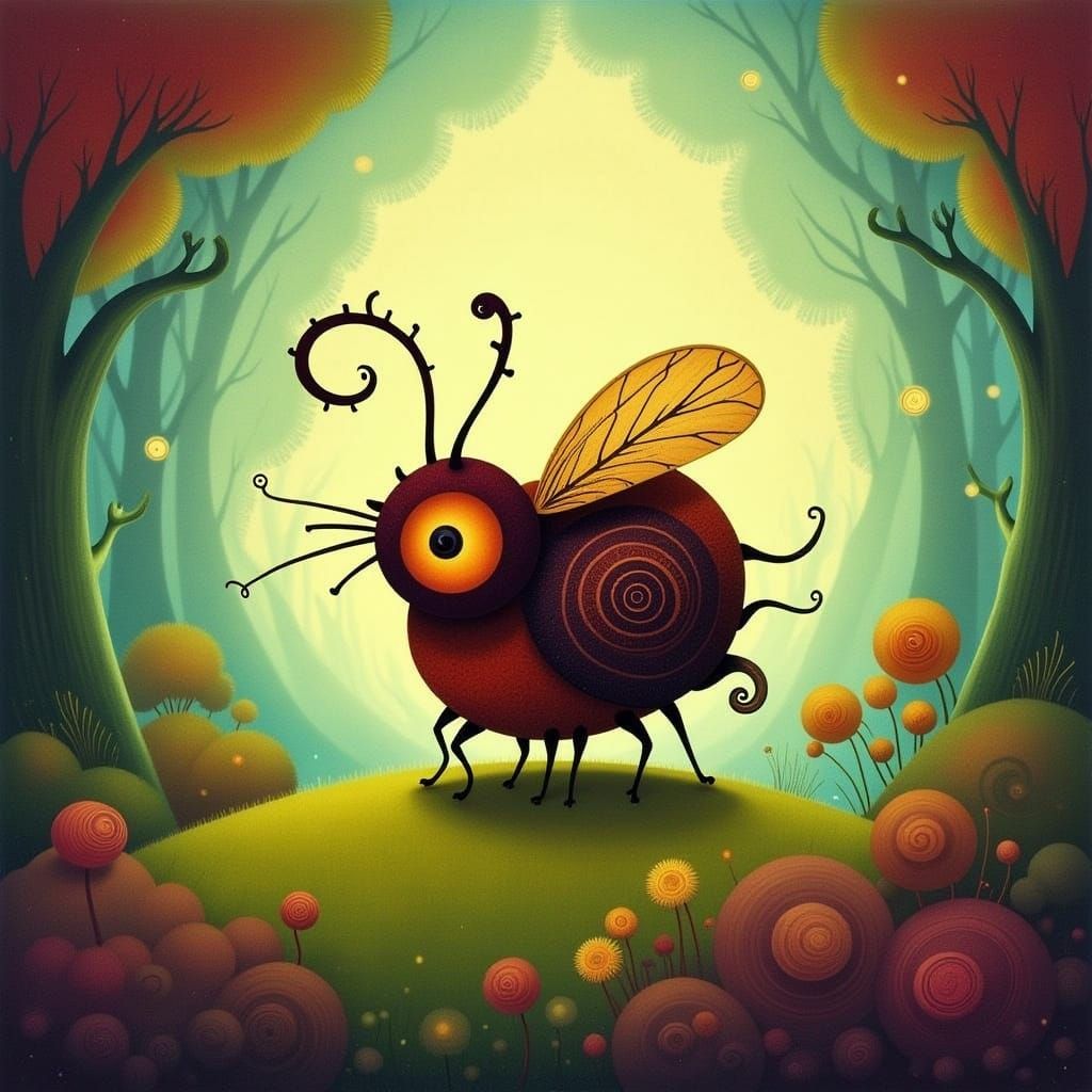 Adorable Kittybug in a Fantastical Forest