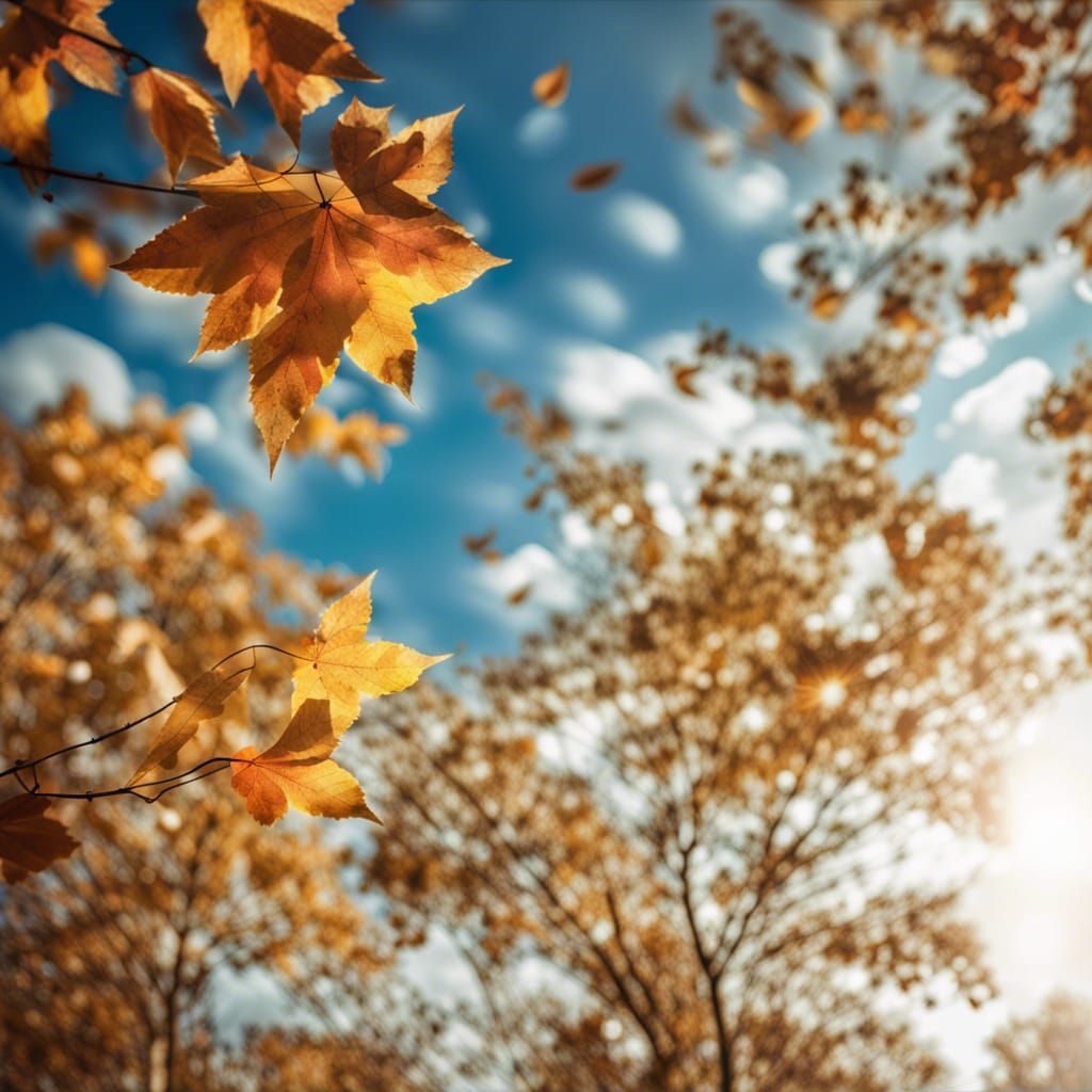 Autumn Landscape Photography with Blue Sky and Clouds