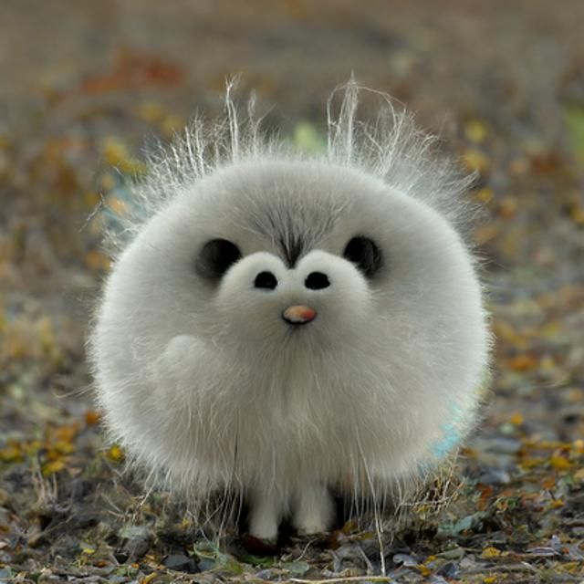 Adorable Fuzzy Creature Floating in Clouds