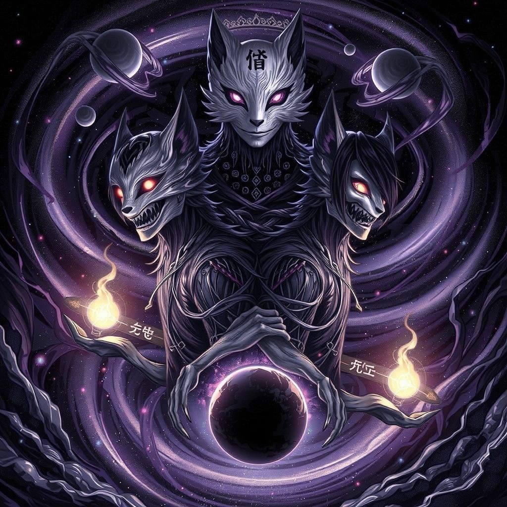 Surreal Cosmic Deception in Silver and Black