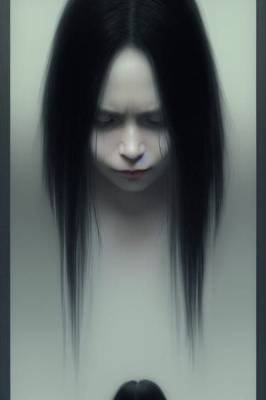 Ominous Portrait Inspired by Japanese Horror Cinema