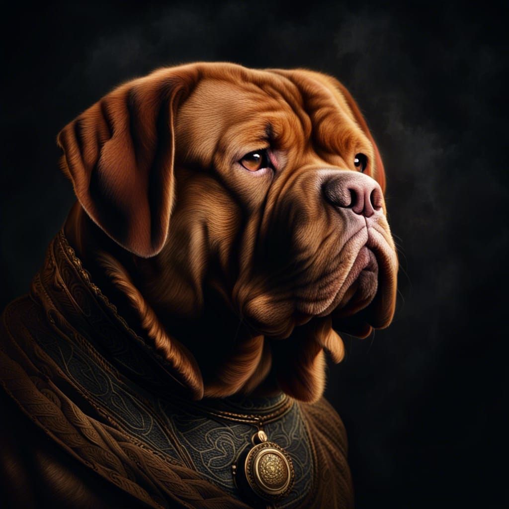 Dogue de Bordeaux Portrait in the Style of Rembrandt