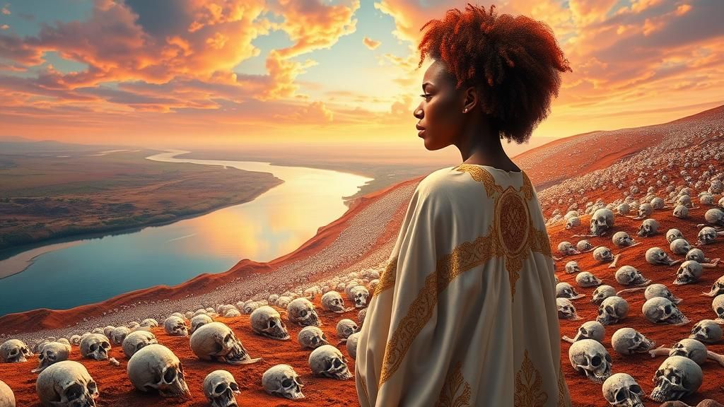 Majestic African Woman in Surreal Bone Landscape