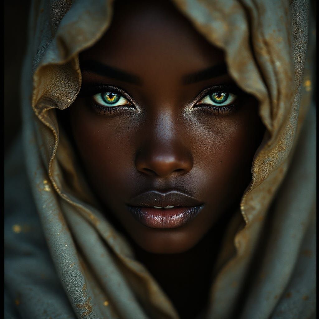 Striking Portrait of Woman with Heterochromia, Filmic Style