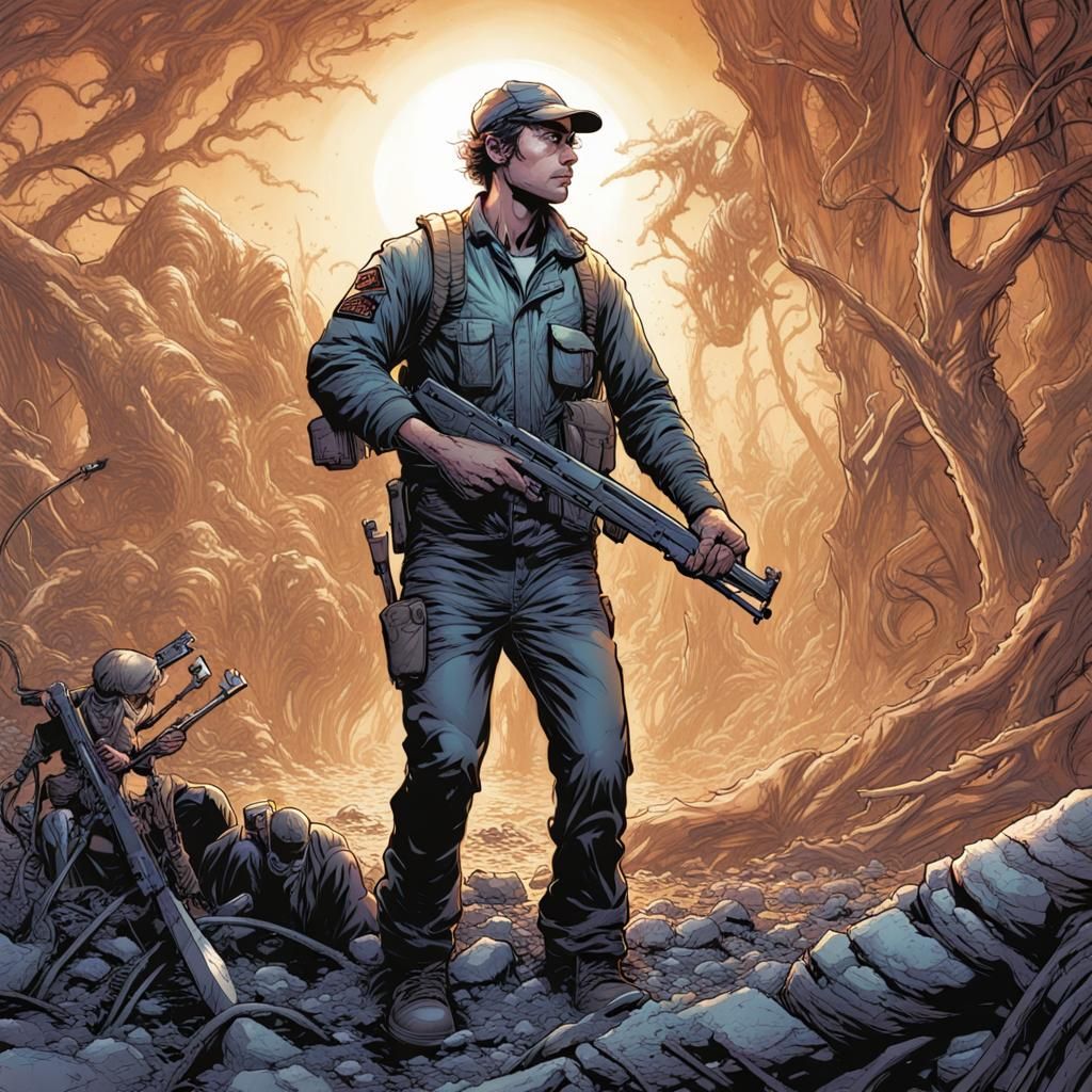 Last Survivor in Comic Book Art Style