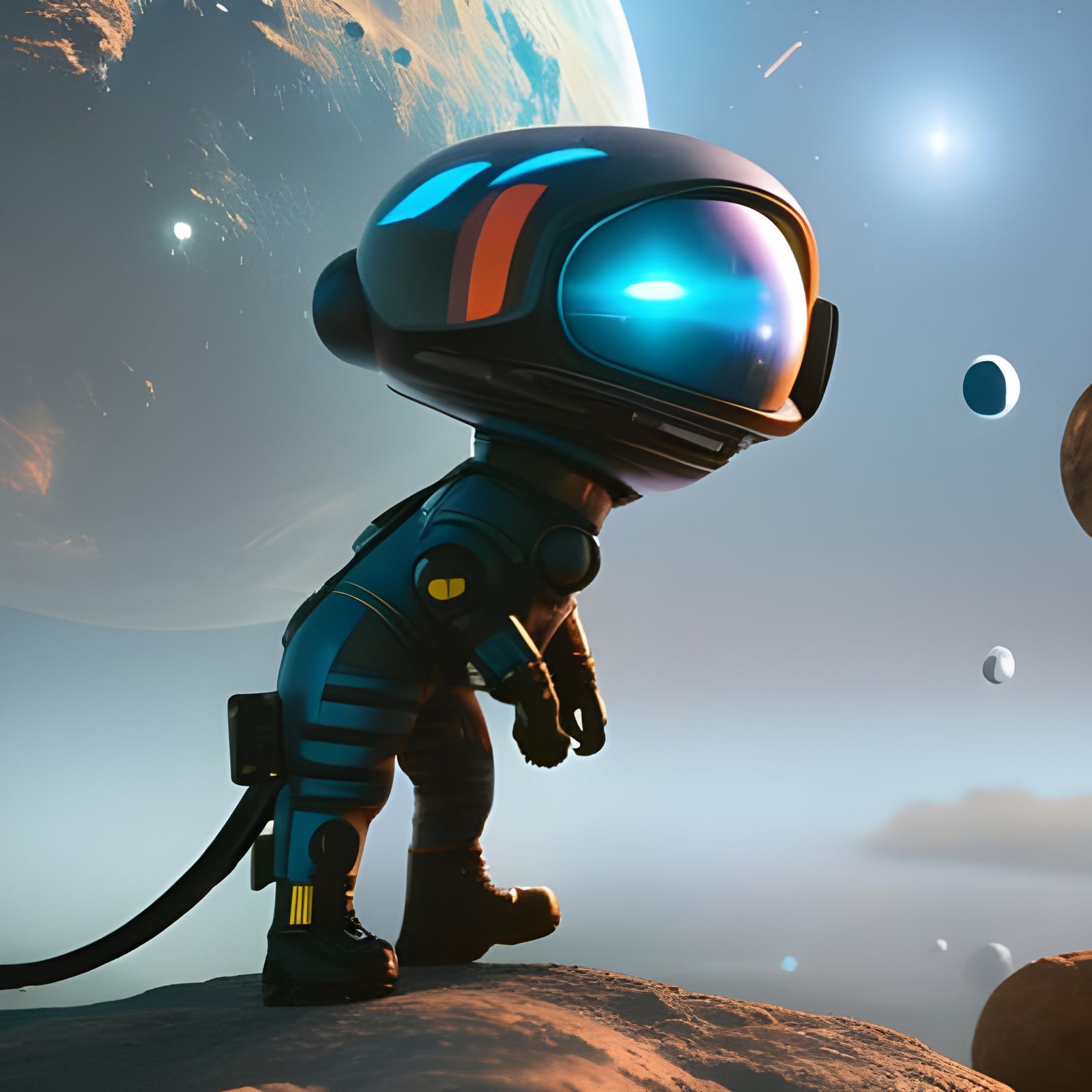 Monkey Astronaut on the Moon in Retro Style