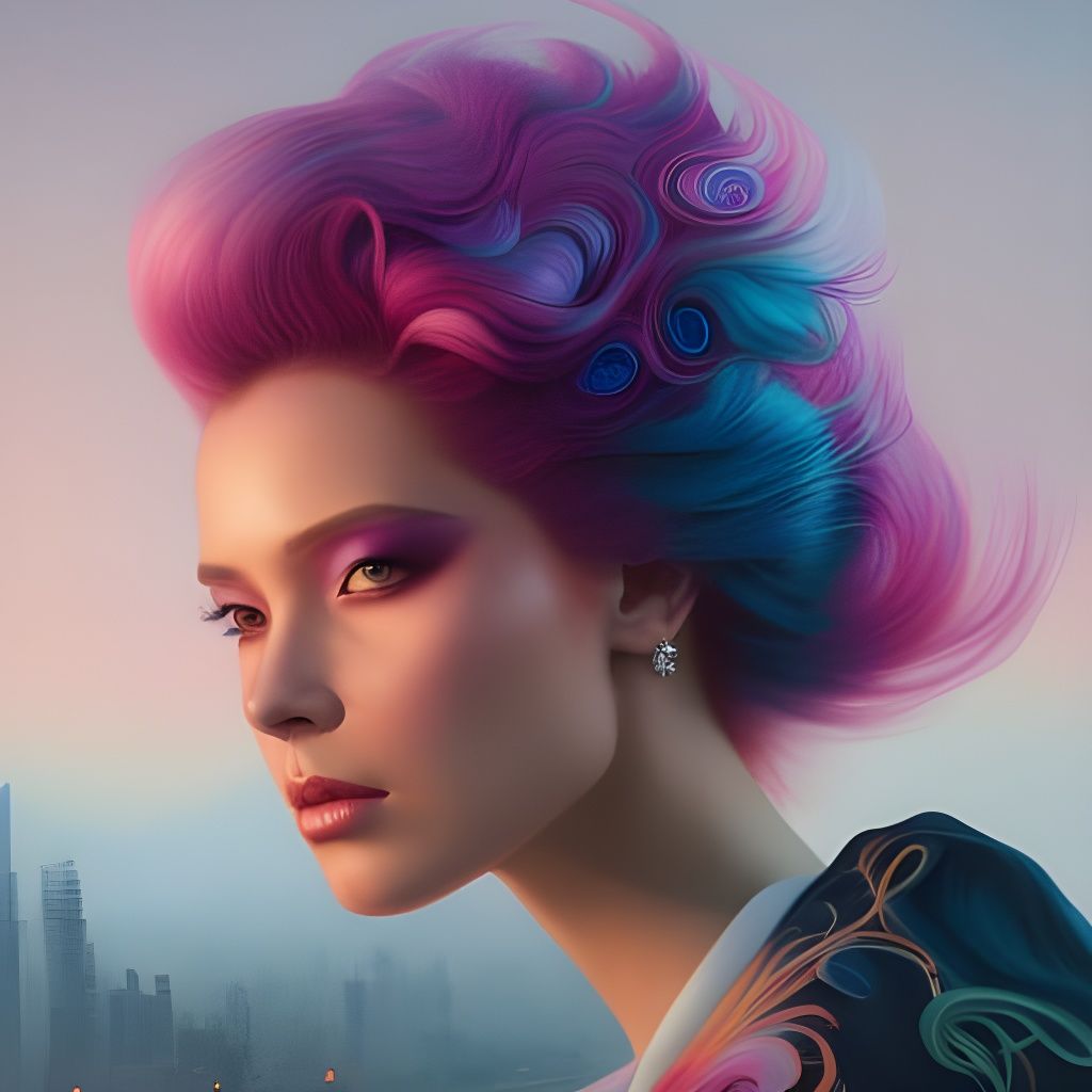 Cosmic Liquid Hair: Photorealistic Art
