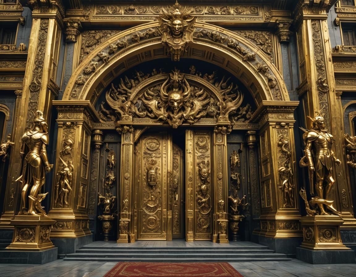 Futuristic Golden Palace Inspired by Ancient Rome