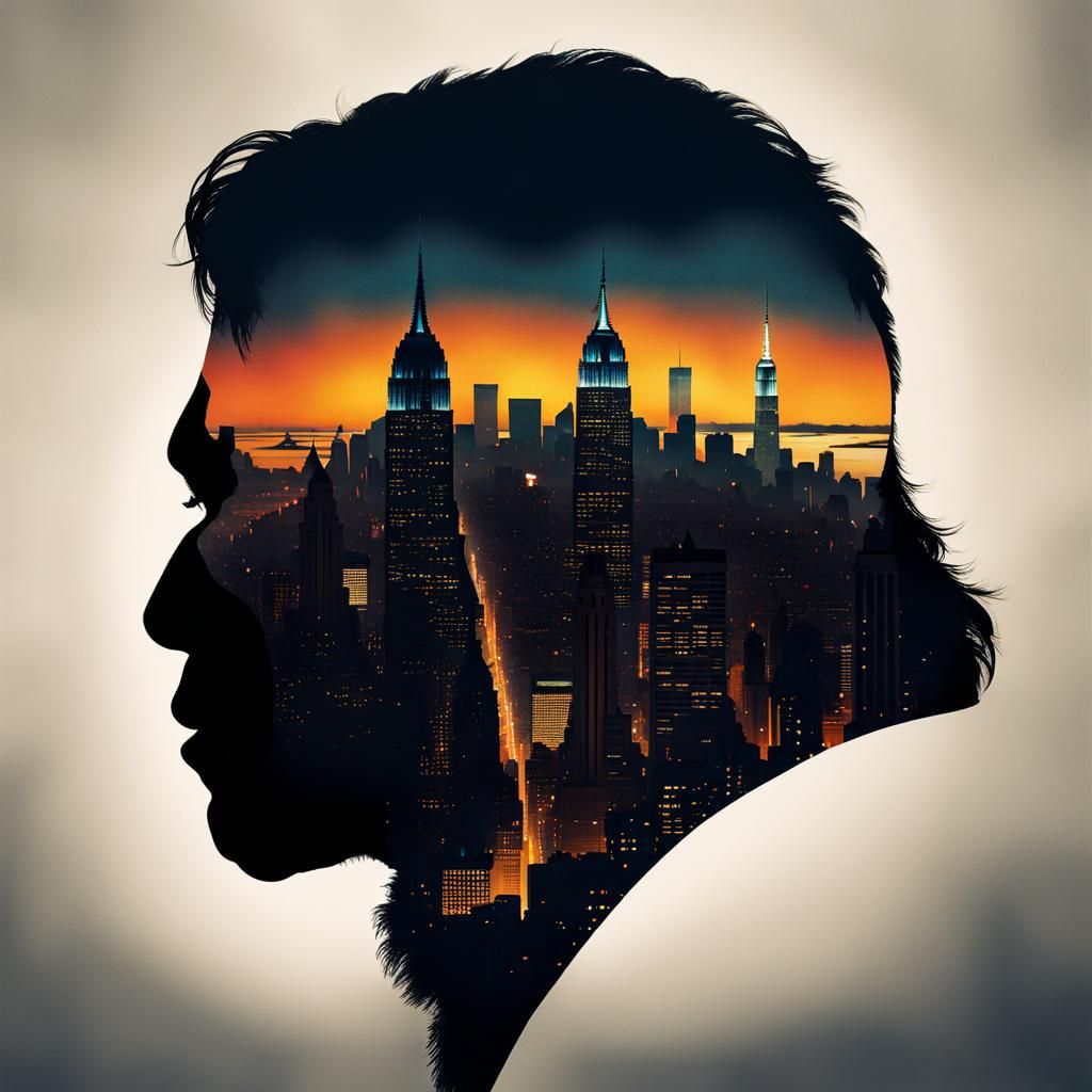 King Kong Silhouette Double Exposure Cityscape