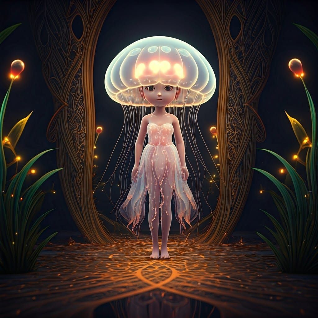 Jellyfish Girl in Sparkling Fairy Land