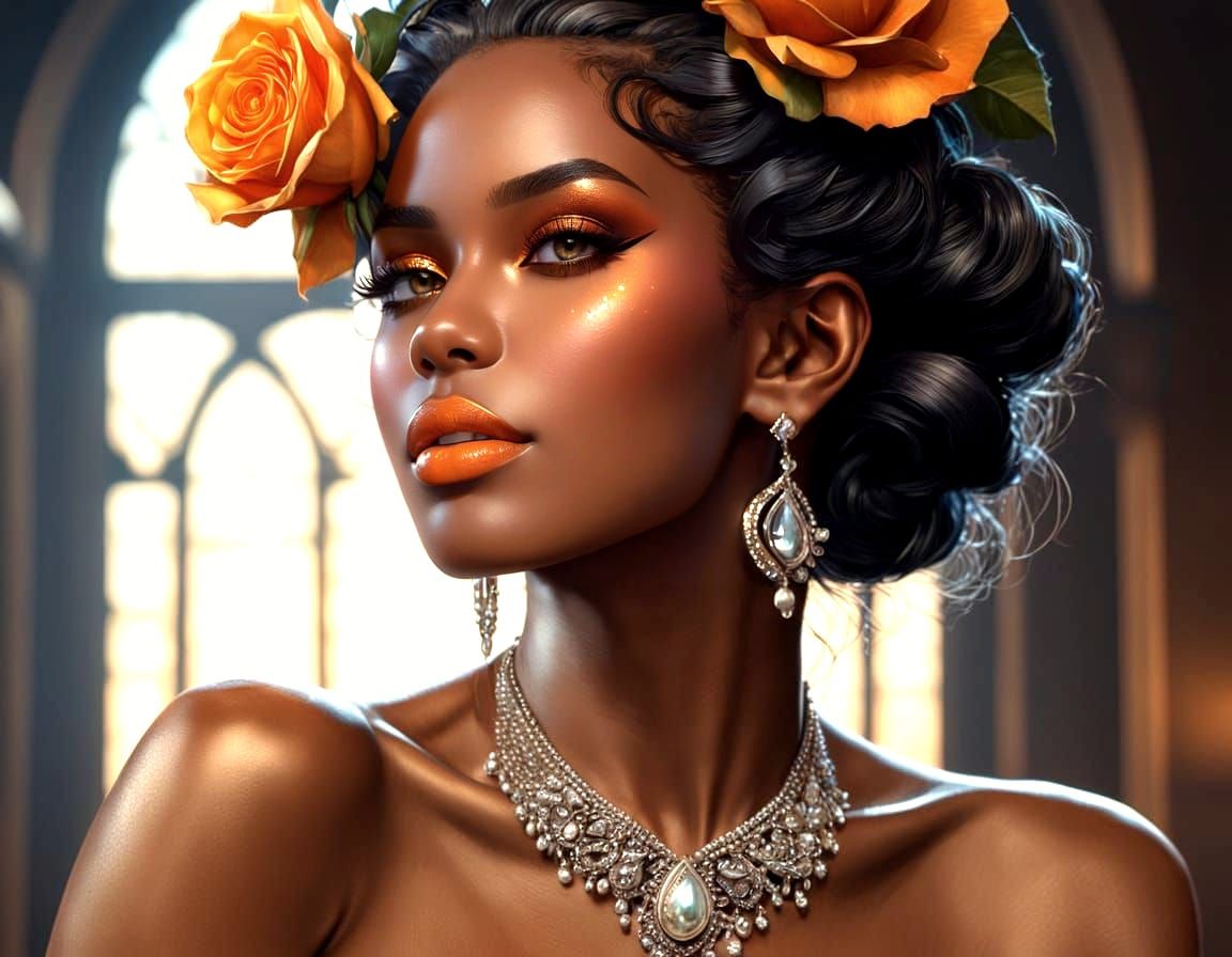 Stunning Black Woman in Hyper-Realistic Portrait Art