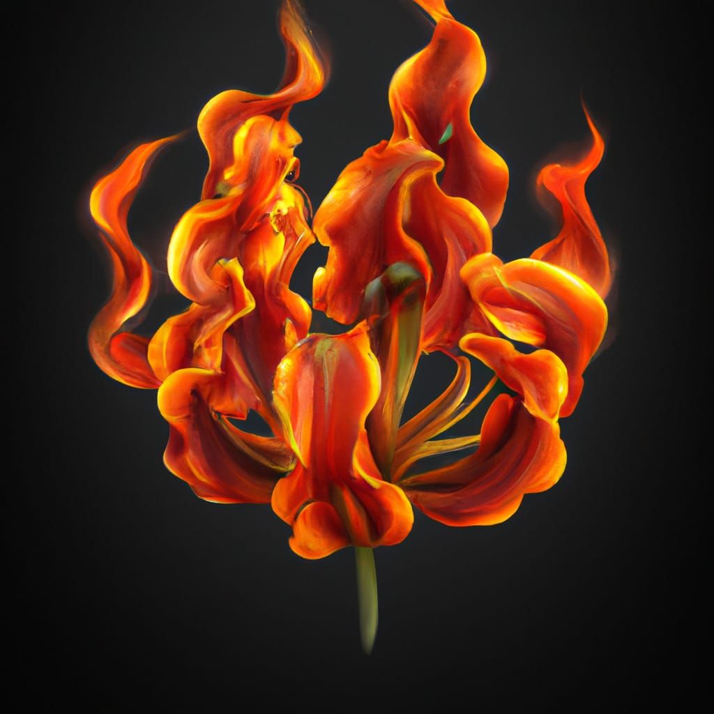 Photorealistic Flame Lily in Hyperrealistic Style