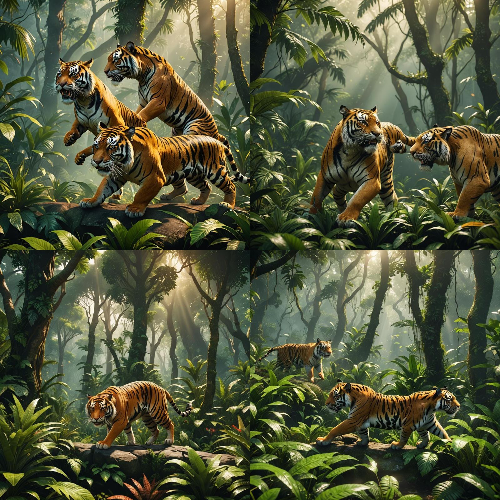 Tigers Fight in Amazon Jungle: 3D Game Cinematic