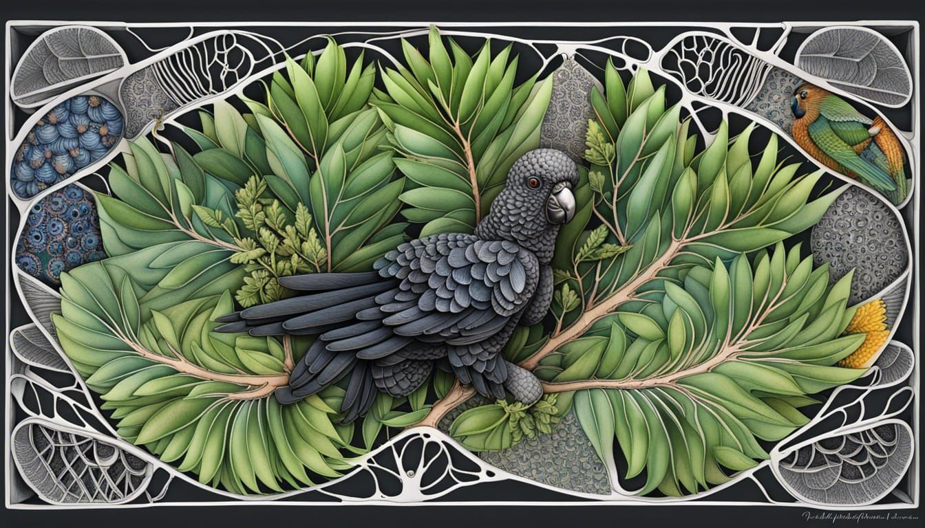 Australian Black Cockatoo in Energetic Flora