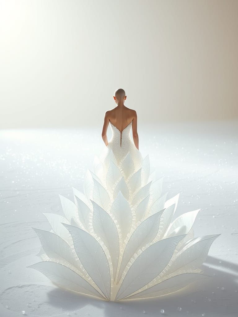 Glass Petal Gown in Frozen Glittering Landscape