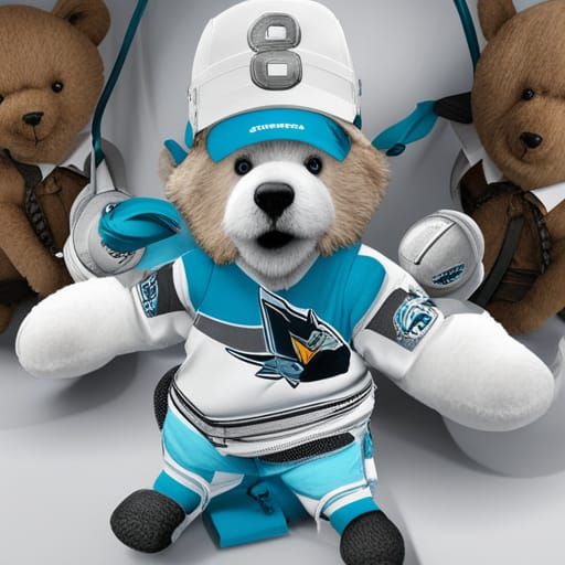 Teddy Bear in Sharks Outfit: Pencil Sketch