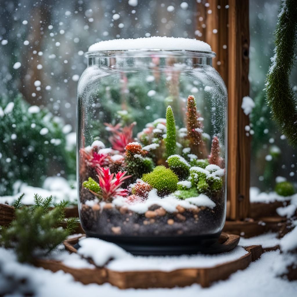 Snowing Terrarium: A Miniature Winter Scene