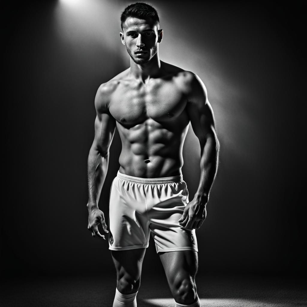 Monochrome Portrait of Algerian Football Player