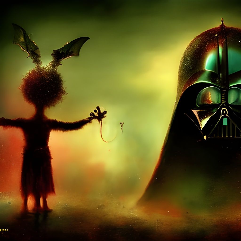 Darth Vader in Whimsical Dark Art Style