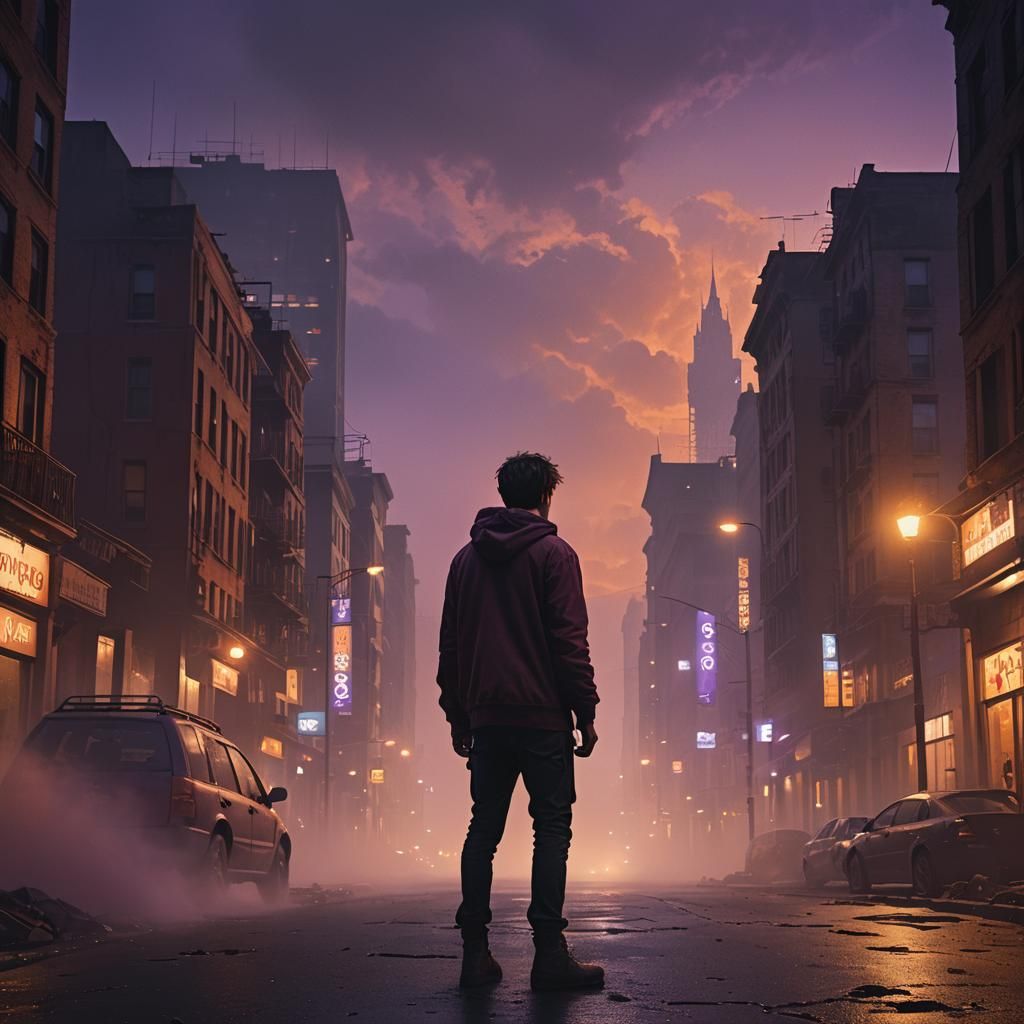 Desolate Cityscape at Dusk in Cinematic Style