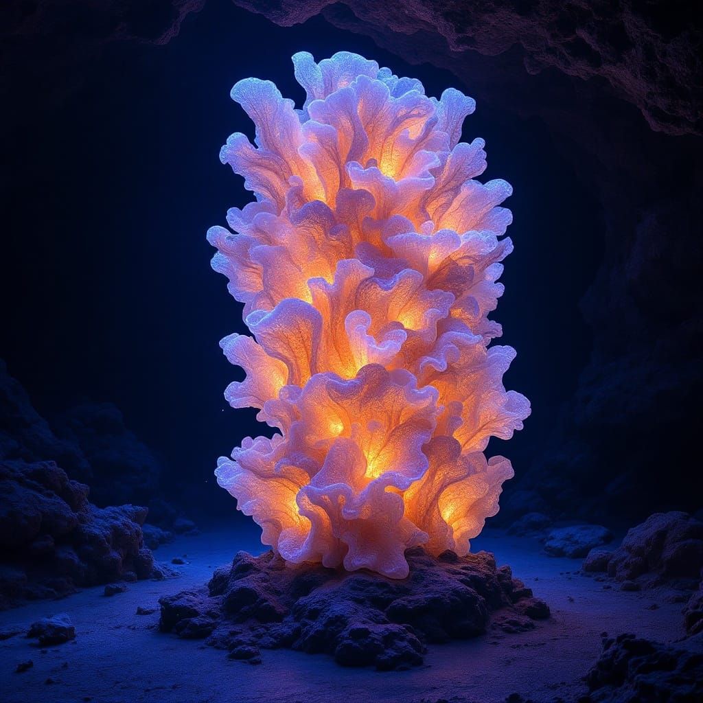 Ethereal Coral Sculpture in Bioluminescent Hues