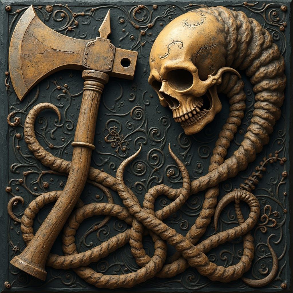 Intricate Cleavers and Hooks in Dreamlike Abstract Style