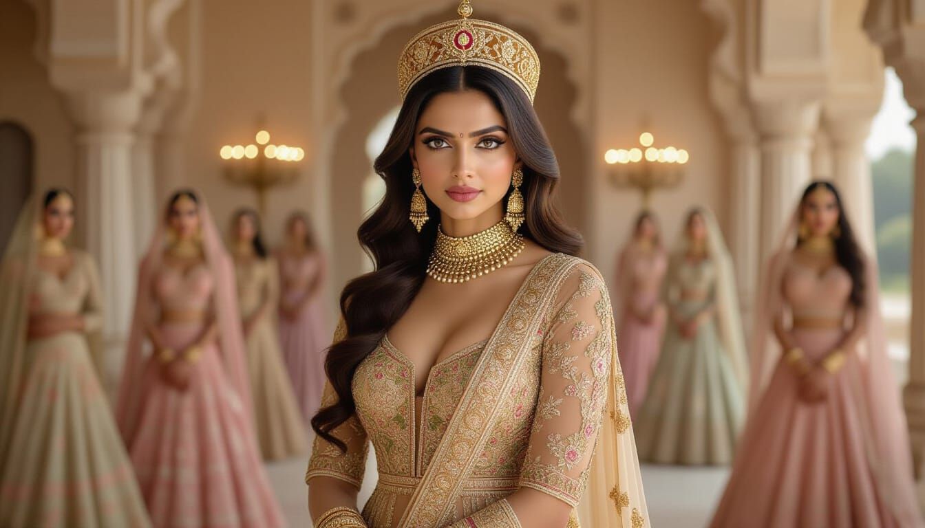 Golden Anarkali: A Mughal-Inspired Portrait