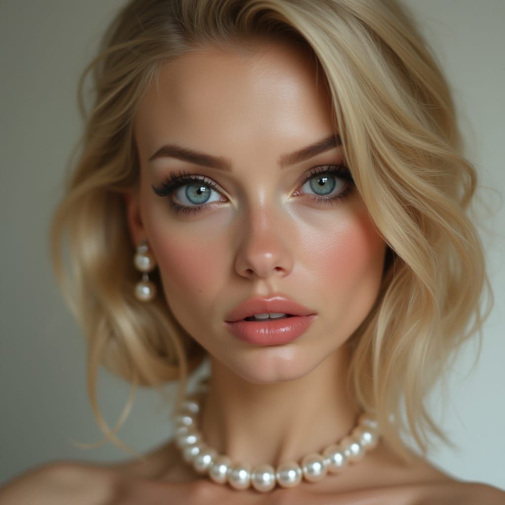 Hyperrealistic Blonde Woman Portrait in Fashion Photography ...